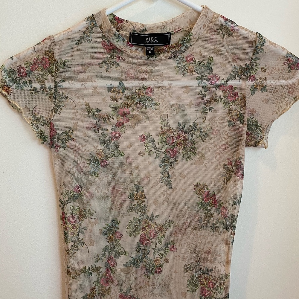 Mesh floral shirt